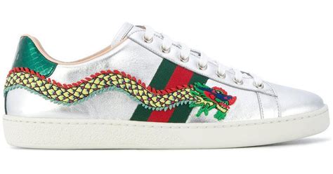 sneakers gucci drago|gucci silver dragon embroidery.